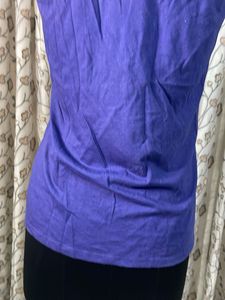 Purple Beaded Neckline Tank Top