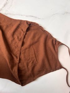 Brown  Halter Neck Maxi Dress