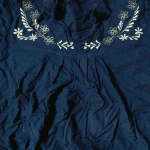 Charming Navy Blue Embroidered Top