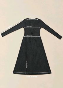 BLACK RIBBED V-NECK LONG SLEEVE MAXI DRESS