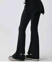 Korean style Flared Yoga Pants with Skirt Overlay