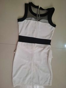 Chic White &amp; Black Peplum Dress