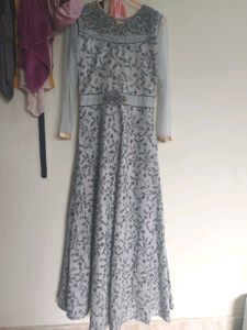 Elegant Grey Embroidered Gown