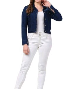 Stylish Denim Jacket with Pearl Embellishments