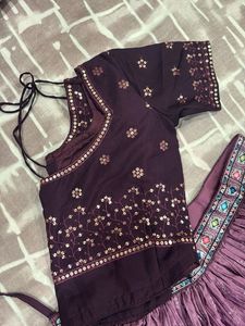 Purple Printed Lehenga Choli Set