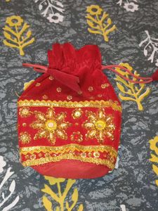 Red Embellished Potli Bag