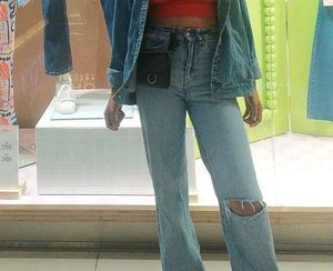Distressed Light Wash Denim Jeans