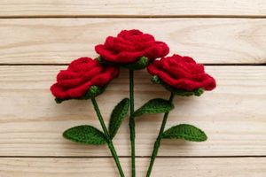 Handmade Crochet Red Rose