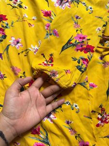 Yellow Floral Wrap Dress