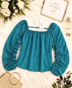 M, L and XL size Teal Square Neck Blou