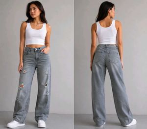 Ripped Wide-Leg Jeans