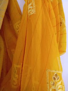 Vibrant Yellow Embroidered Saree