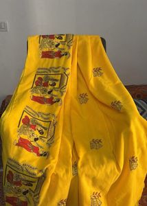 Vibrant Yellow Shakuntala Embroidered Saree