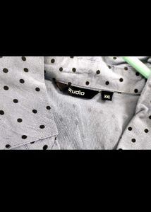 Zudio Xxl Blue Polka Dot Shirt Tunic