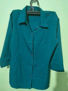 Stylish Teal Collared Button-Up Shirt