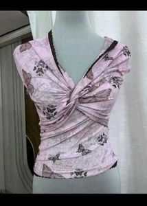 Off-Shoulder Butterfly Print Top