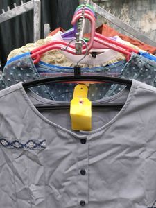 Gray Button-Down Top