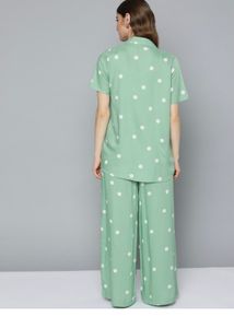 Women BeautifulGreen Printed Top with Trousers