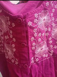 Magenta Embroidered Kurta