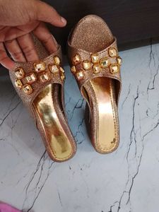 Sparkling Gold Embellished Flats