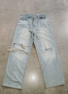 Light Wash Ripped Baggy Jeans
