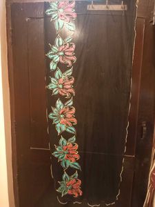 Black Dupatta with Floral Border