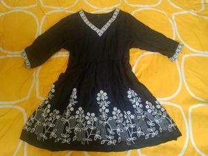 Embroidered Black Kurta
