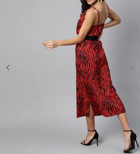 Red Tiger Print Slip Dress
