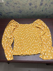 Yellow Smocked Top with Bell Sleeves