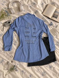 Light Blue "Collect" Button-Up Shirt