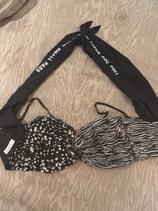 Stylish Mix-Print Silk Bikini/Bandeau Top