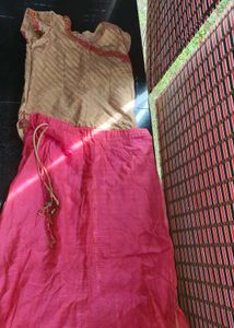 Elegant Gold &amp; Pink Lehenga Choli