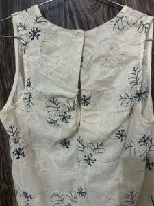Embroidered Cotton Sleeveless Top