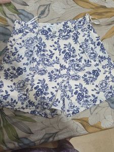 Blue Floral Print Shorts