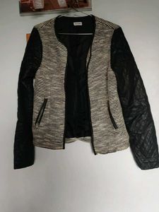 black leather sleev bommer jacket