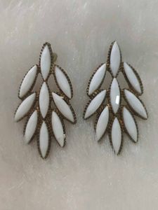 Elegant White Leaf Design Earrings