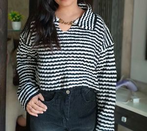 Striped Knit Cropped Sweater