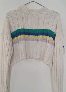 Striped Cropped Knit Sweater
