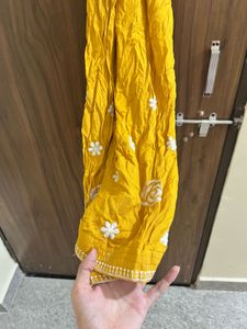 Yellow Kurta Set with White Dupatta
