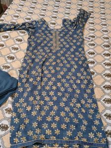 Embroidered Teal Kurta Set with Dupatta
