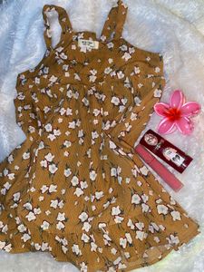 Cute Floral Print Mini Dress