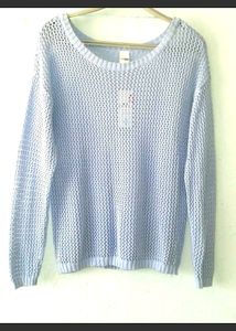 Light Blue Mesh Knit Sweater