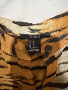 Chic Tiger Print Sheer Button-Up Top