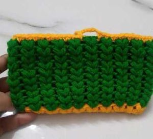 Handmade Crochet Clutch - Green &amp; Yellow