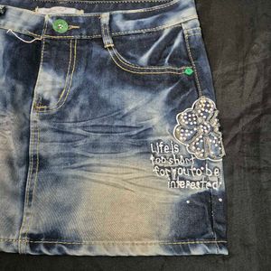 Distressed Denim Mini Skirt y2k