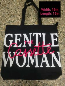 Black Tote Bag with "The Cassette Woman" Print
