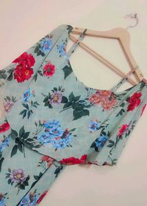 Light Sea Green Floral Print Dress 36 Bust