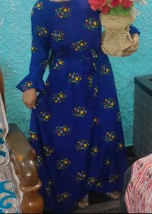 Royal Blue Floral Print Maxi Dress
