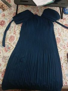 Chic Pleated Puff Sleeve Dress