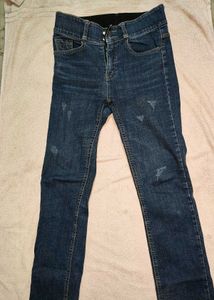 blue ribbed denim jeans